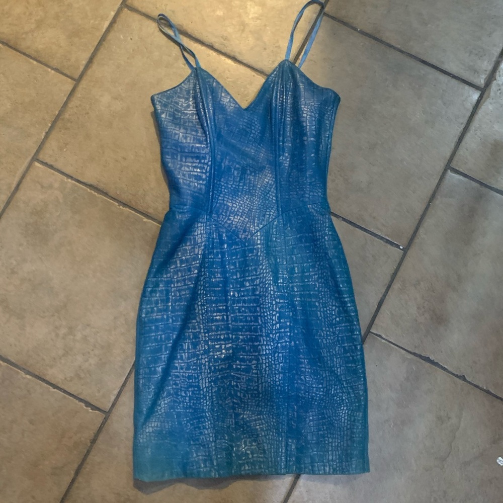 Tannery west croc turquoise sweetheart dress